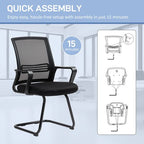 Meeting Office Chair, Mesh Reception Chair with Sled Base, Black