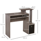 2021 Home Office Computer Desk - Sliding Keyboard Tray, Storage Drawer, Shelf - Sleek Grey Design