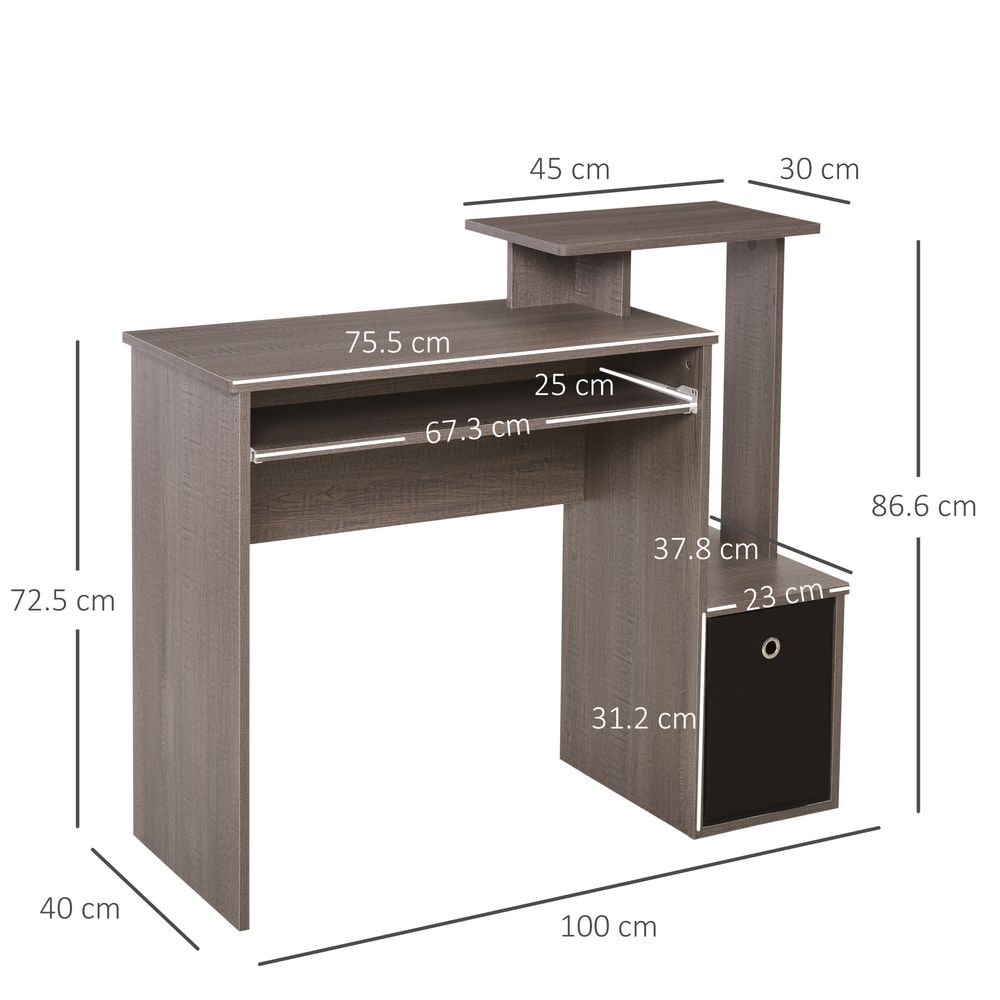 2021 Home Office Computer Desk - Sliding Keyboard Tray, Storage Drawer, Shelf - Sleek Grey Design