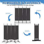 Steel Frame Folding Screen - Black, 4 Panels