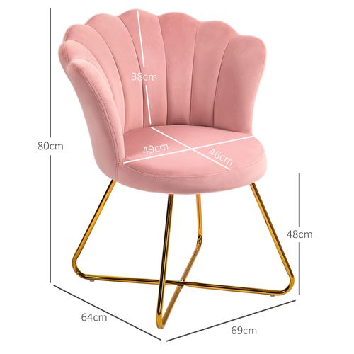 Accent Chair, Velvet Armchair with Lotus Backrest, Steel Legs