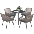 Rattan Dining Set, 4 Seater Rattan Garden Furniture, Light Brown