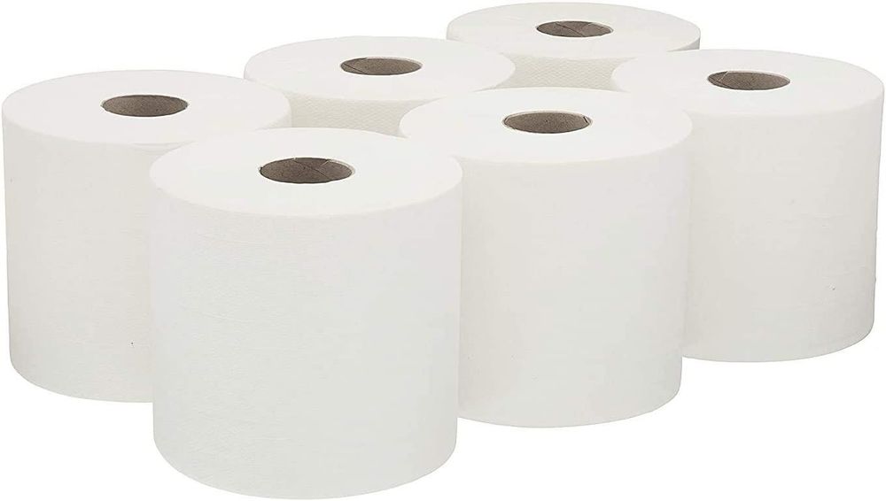 ASPECT Kitchen Rolls Centrefeed (6 Rolls, White) - 2 Ply Embossed Pattern Paper Towels - Strong and Absorbent Tissue Paper - UK Supplier - Wipe Away - for Commercial & Kitchen Use
