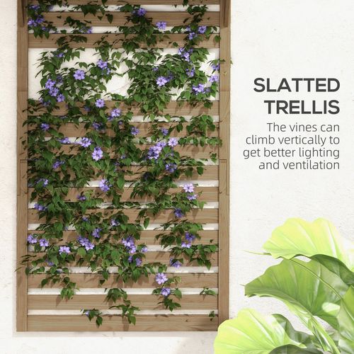Wall Mounted Plant Stands Set of 2 with Shelves and Slatted Trellis