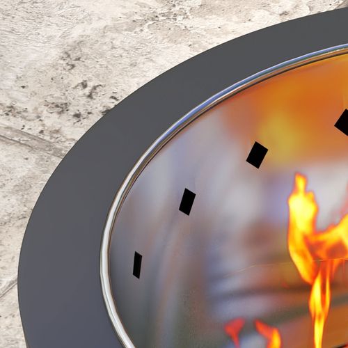 Fire Pit, Round Metal Bonfire Stove with Poker, Black