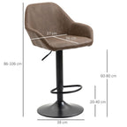 Swivel Barstools: Set of 2, PU Leather, Steel Brown