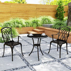 3 PCs Garden Bistro Set Outdoor Garden Furniture Set w/ Umbrella Hole