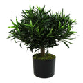 40cm Podocarpus Bush: Artificial, Silk Leaves, Wood Trunk