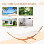 Outdoor Garden Hammock & Wooden Stand - Swing & Relax in Comfort with Sturdy White Bed