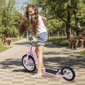 Teen Scooter Adjustable Height Dual Brakes Rubber Wheels Kickstand