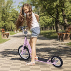 Teen Scooter Adjustable Height Dual Brakes Rubber Wheels Kickstand