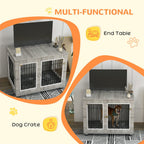 Dog Crate Furniture, Double Door, Soft Cushion - Perfect for All Pets