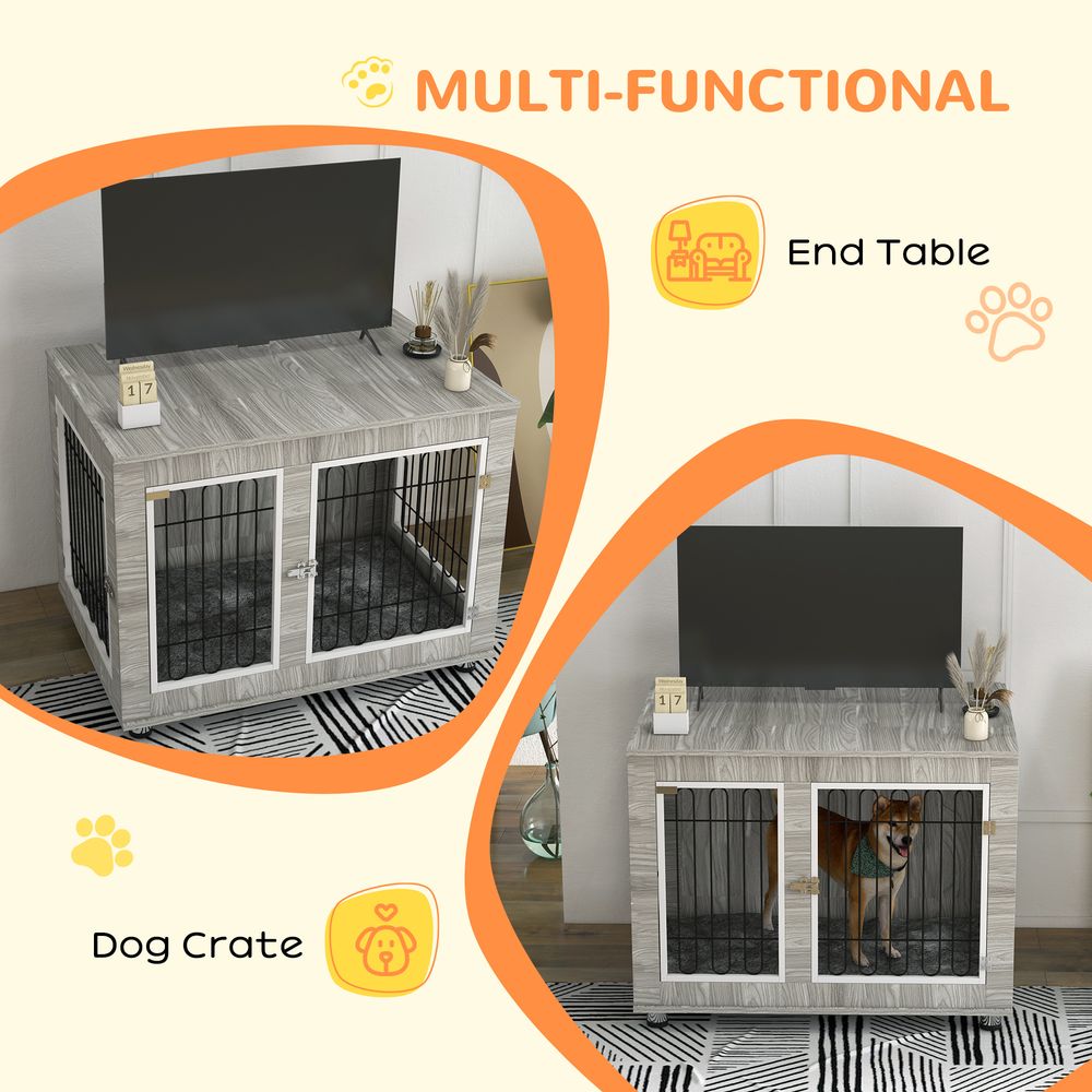 Dog Crate Furniture, Double Door, Soft Cushion - Perfect for All Pets