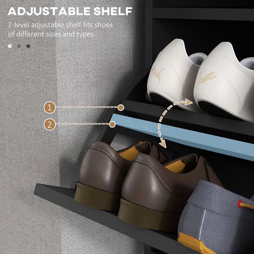3-Drawer Shoe Cabinet with Adjustable Shelf for 12 Pairs of Shoes, Narrow Shoe Storage Cabinet with 2 Flip Doors for Hallway, Entryway, Black