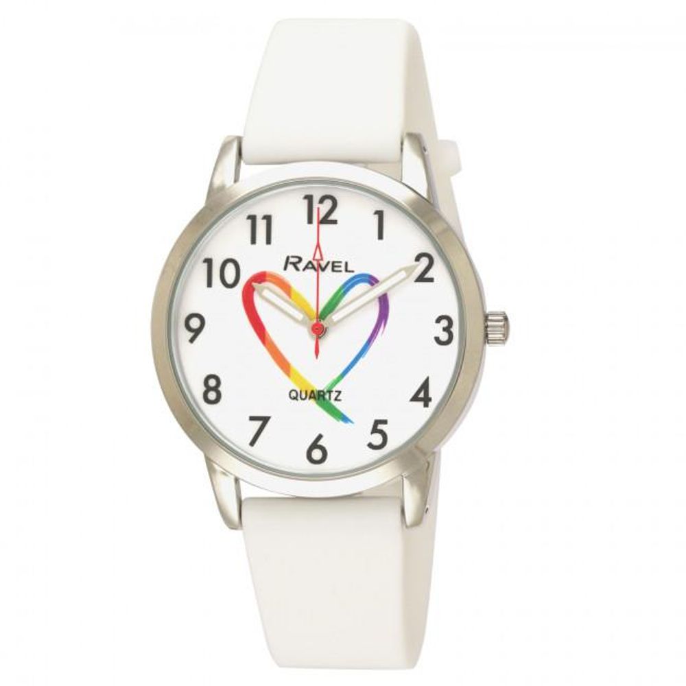 LGBTQIA+ Sports White Silicone Watch - Quality Quartz Movement - Pride Matters.4M