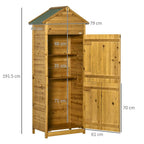 Wooden Garden Storage Shed Tool Cabinet - Lockable Doors, Weather-Resistant - 191.5x79x49cm