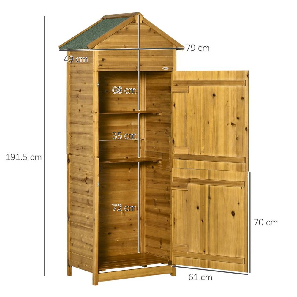 Wooden Garden Storage Shed Tool Cabinet - Lockable Doors, Weather-Resistant - 191.5x79x49cm