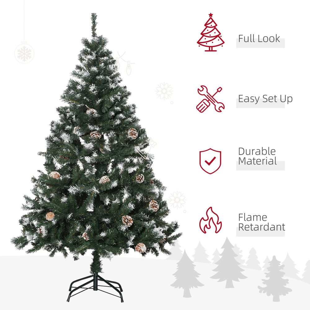 5FT Artificial Christmas Tree with Pine Cones, Holiday Home Xmas Decoration Automatic Open, Green
