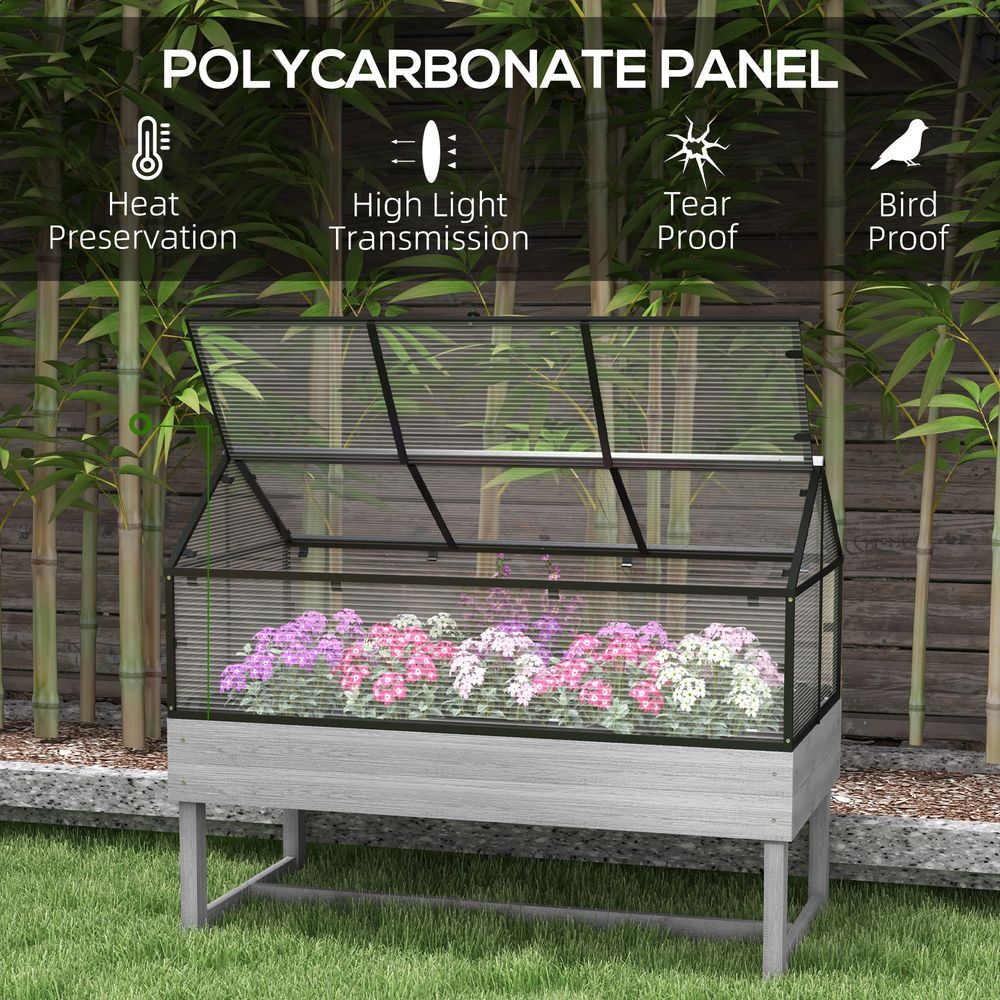 Raised Garden Bed w/ Polycarbonate Panel & Top Vent for Vegetables - Professional Quality