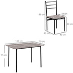 5 Piece Dining Table and Chairs Set, Space Saving Table and 4 Chairs with Comes Detail