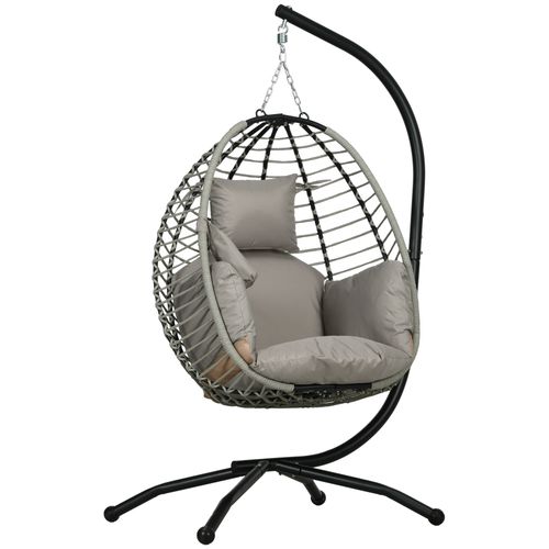 Hanging Swing Chair with Thick Cushion, Patio Hanging Chair, Grey