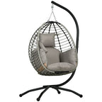 Hanging Swing Chair with Thick Cushion, Patio Hanging Chair, Grey