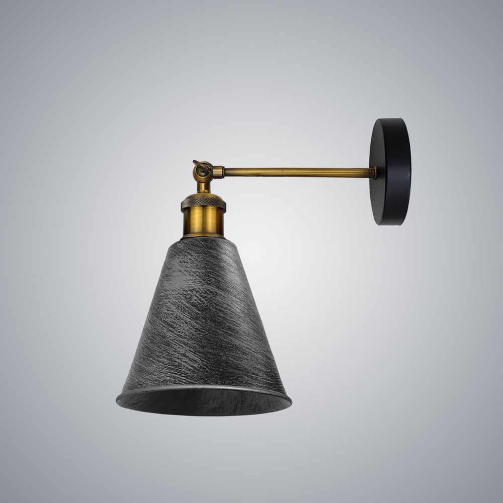 Vintage Industrial Brushed Silver Wall Sconce - Metal Wall Light - Long Arm Neck Mount - Easy Fit