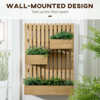 Wooden Garden Planters with Trellis Wall-mounted Raised Garden Bed