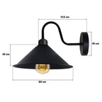 Vintage Wall Light Fixture, Red/Black Wall Sconce, E27 Base Socket, Swan Neck Cone Shade, 110-240V