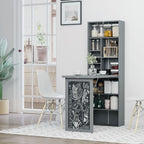 Fold-out Convertible Writing Desk Wall Mount Cabinet with Blackboard and Side Shelf Multi-Function Home Office Workstation, Grey 98 x 51 cm