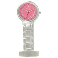 Easy-Read Nurse Pink Dial Silver Tone Fob Watch