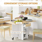 Foldable Dining Table, Drop Leaf Table with Storage for Kitchen, Oak