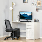 High Gloss White Computer Workstation w/ Drawers - for Home Office