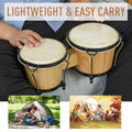 Wooden Bongo Drums, Φ20cm & Φ18cm Bongs w/Drum Head, Percussion Instrument, Drums, Tuning Wrench For Adults Beginners