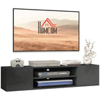 Floating TV Unit for 60" TVs W/ Shelves and Cabinets, Grey