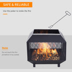 Fire Pit, Square Steel-Black - Quality Outdoor Heating