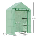 Portable Walk-In Greenhouse: 2-Tier Shelf, Roll-Up Door, PE Cover, 141x72x191cm, Green