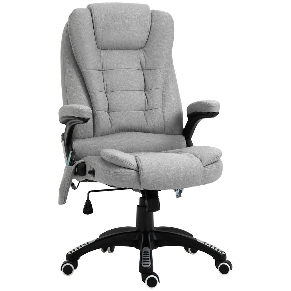 Executive Reclining Chair w/ Heating Massage Points Relaxing Headrest Grey with Lower Detail
