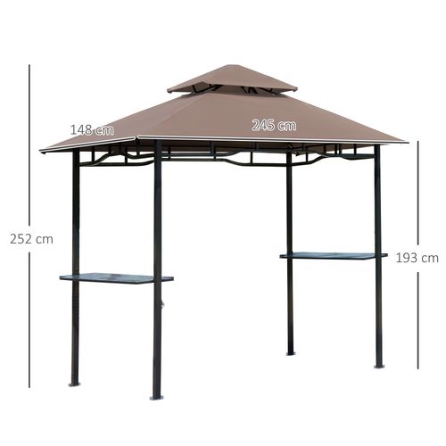 8ft Double-Tier Gazebo Grill Canopy Tent Shelter-Coffee