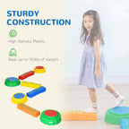8 PCS Kids Stepping Stones Balance Beam w/Non-Slip Surface and Bottom, Stackable Stepping Stones for Toddler