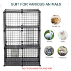 Pet Playpen DIY Small Animal Cage Enclosure Metal Wire Fence 39 Panels with 3 Doors 2 Ramps for Kitten Bunny Chinchilla Pet Mink Black