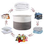 Laundry Basket Wht & Natural