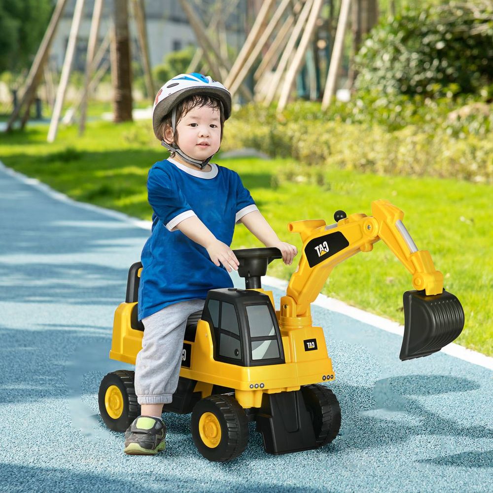 CAT Ride-On Digger w/ Controllable Shovel - Ages 1-3 - Safe & Storage Compartment