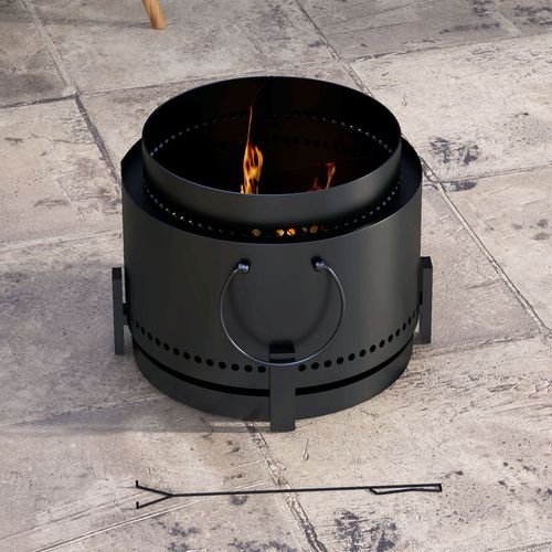 37cm Smokeless Wood Burning Firepit Metal Fire Pit, Black