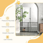 Premium Expandable Pet Safety Gate with Door - Pressure Fit, 75-145cm Width, Black