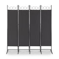 Steel Frame Folding Screen - Black, 4 Panels