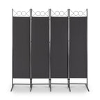Steel Frame Folding Screen - Black, 4 Panels