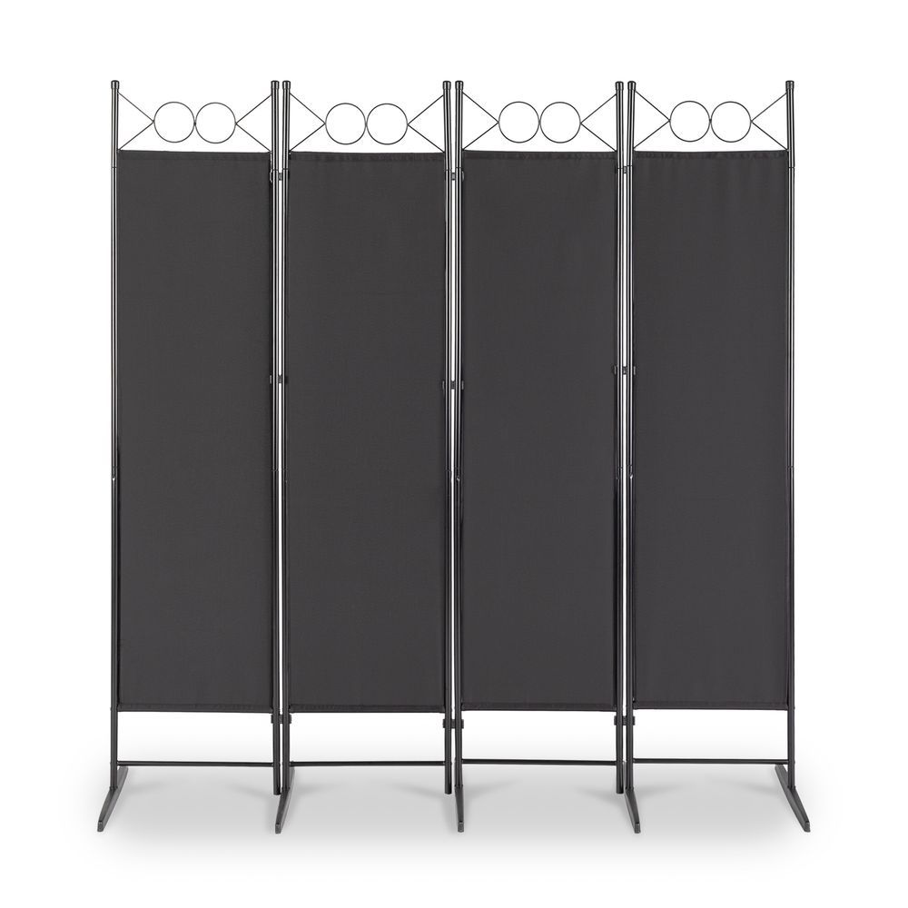 Steel Frame Folding Screen - Black, 4 Panels