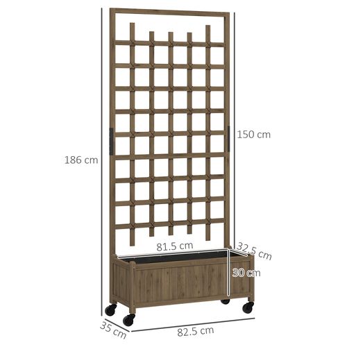 Wooden Trellis Planter, Raised Garden Bed with Wheels and Bed Liner in Wooden
