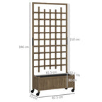 Wooden Trellis Planter, Raised Garden Bed with Wheels and Bed Liner in Wooden